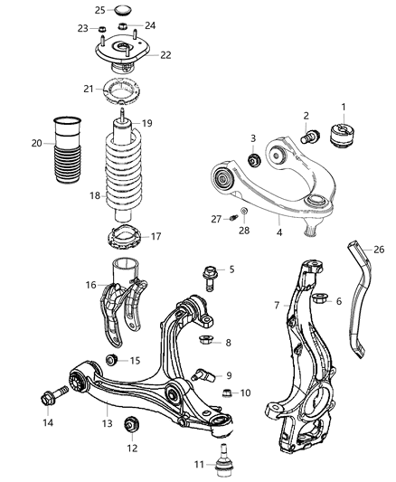 2012 Dodge Durango Control Arm Replaces Diagram for 68022600AD