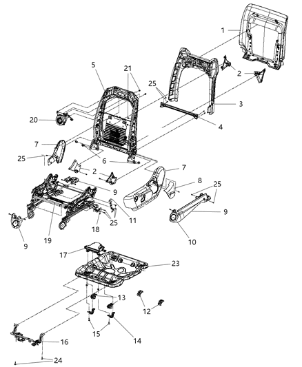 2011 Dodge Durango Panel-Front Seat Back Diagram for 1UP051X9AA