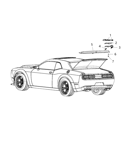 2018 Dodge Challenger Spoiler-Rear Diagram for 6MD16TZZAA