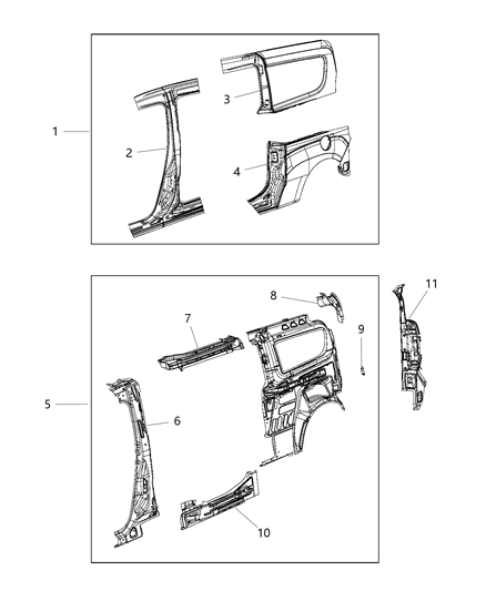 2015 Ram ProMaster City Panels Body Side Diagram