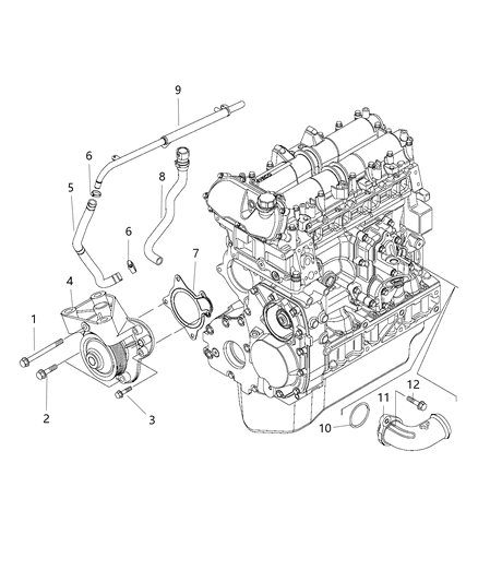 2017 Ram ProMaster 1500 Engine Water Pump Front Diagram for 68095483AA