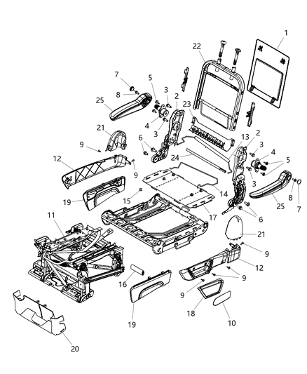 2009 Chrysler Town & Country Second Row - Quad Diagram