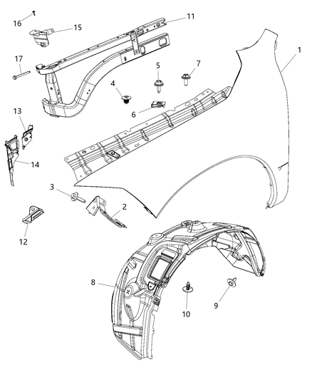 2017 Ram 3500 Pickup Front Fender Diagram