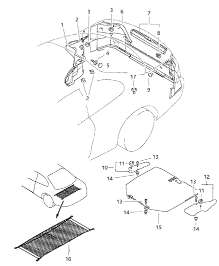 1997 Dodge Avenger Clip-Rear End Trim Diagram for MR201972