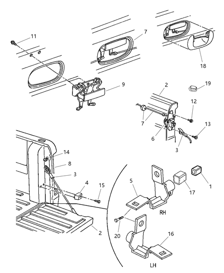 1998 Dodge Ram 2500 Quad & Club Cab Tailgate Diagram