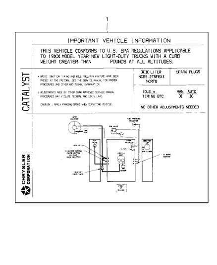 1998 Dodge Ram 1500 Regular Cab Emission Labels Diagram
