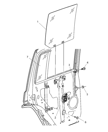 2006 Jeep Commander Window Regulator Motor Rear Drivers Side Diagram for 55396483AB