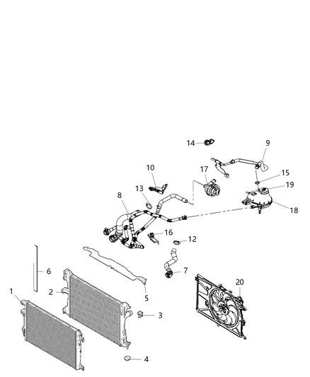 2019 Jeep Renegade Radiator Outlet Diagram for 68457421AA