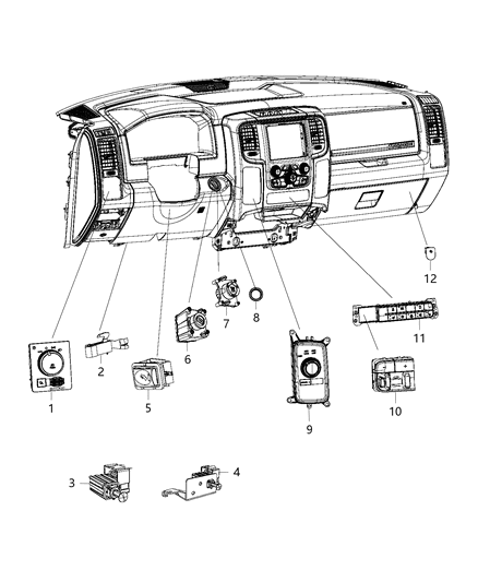 2016 Ram 4500 Switches - Instrument Panel Diagram