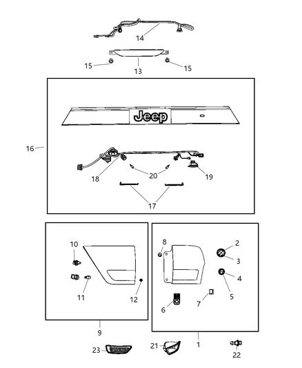 2011 Jeep Grand Cherokee APPLIQUE-LIFTGATE Diagram for 68086771AA