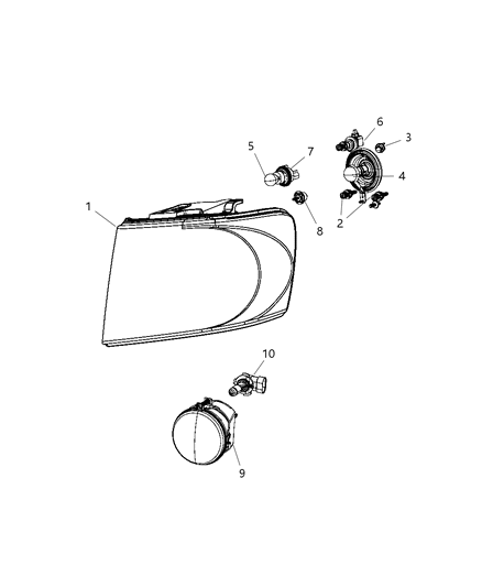 2008 Chrysler Aspen Lamp-Headlamp Park And Turn Diagram for 55078021AH