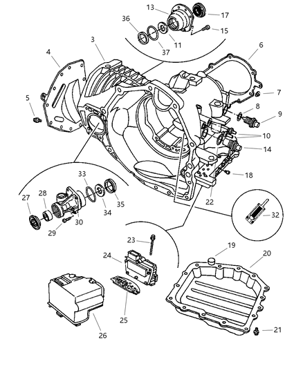 2000 Dodge Grand Caravan Case , Extension And Solenoid And Retainer Diagram