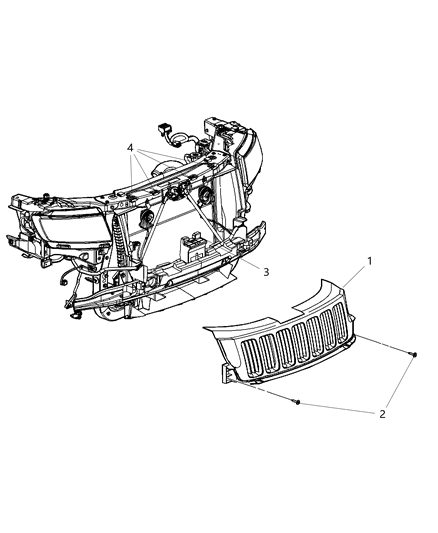 2011 Jeep Grand Cherokee Grille-Radiator Diagram for 57010708AC