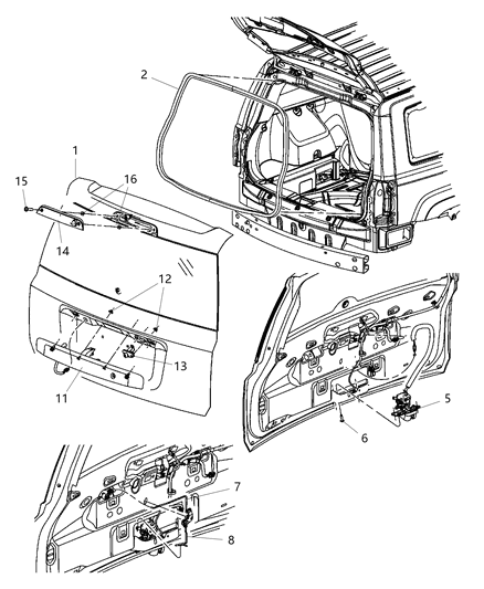 2007 Jeep Patriot Handle-LIFTGATE Diagram for ZH33AJCAD