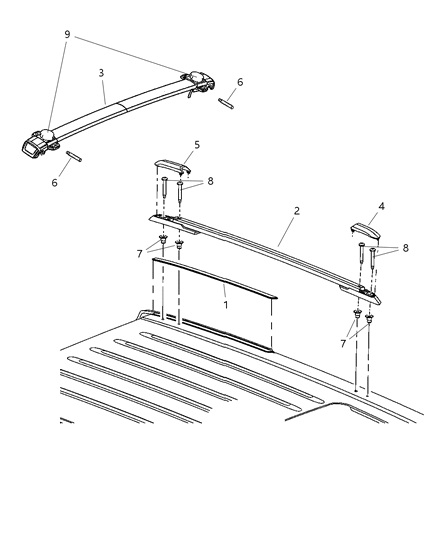 2009 Jeep Grand Cherokee Cover-Luggage Rack Diagram for 55394344AB