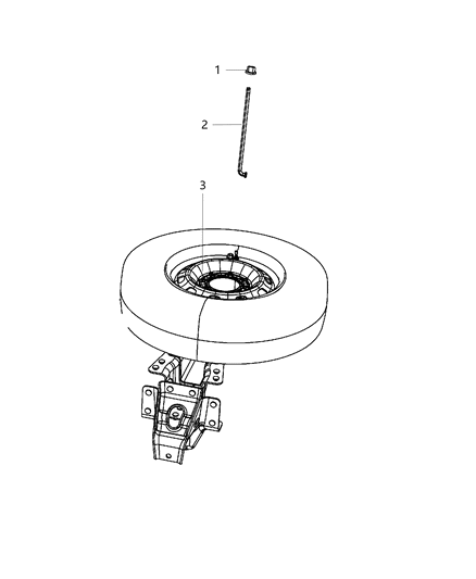 2020 Ram 3500 Cab Chassis(<10K lb.) Spare Wheel Stowage Diagram