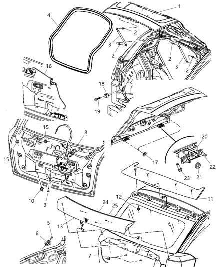 2007 Dodge Caliber Liftgate Hinge Diagram for 5115748AC