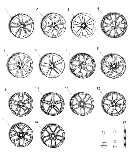 2019 Dodge Challenger Wheels & Hardware Diagram