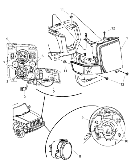 2007 Jeep Commander Lamp-Headlamp Park And Turn Diagram for 55396536AF