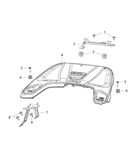 2019 Jeep Wrangler Engine Cover & Related Parts Diagram