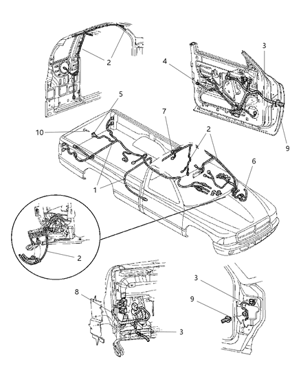 2000 Dodge Dakota Wiring - Body & Accessories Diagram