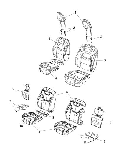 2018 Jeep Cherokee Front Seat Back Cover Diagram for 6QB46HL1AA