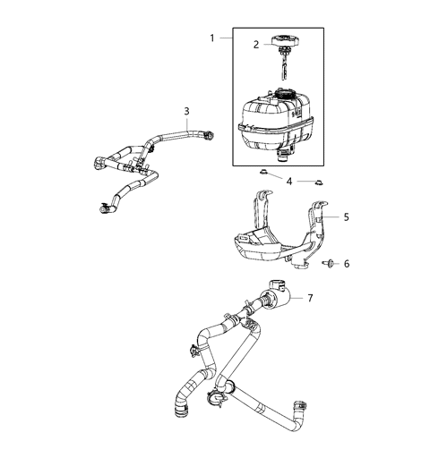 2020 Jeep Wrangler Coolant Recovery Bottle Cap Diagram for 68388115AB