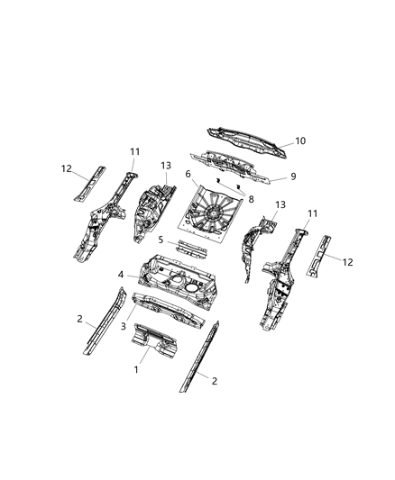 2018 Jeep Compass Pan-Rear Floor Diagram for 68357423AA
