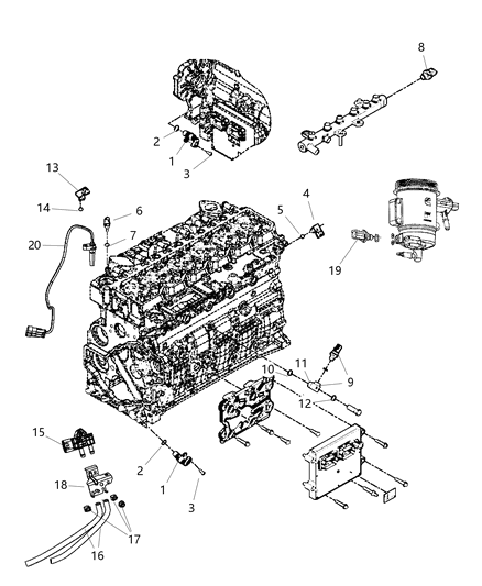 2011 Ram 3500 Sensors - Engine Diagram