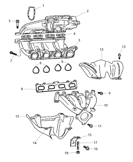 2007 Chrysler PT Cruiser Intake & Exhaust Manifold Diagram 5