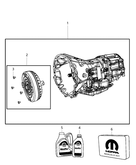 2011 Jeep Wrangler Trans Kit-With Torque Converter Diagram for R8037048AD
