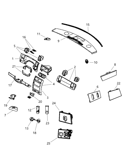 2008 Dodge Durango Instrument Panel Trim Diagram