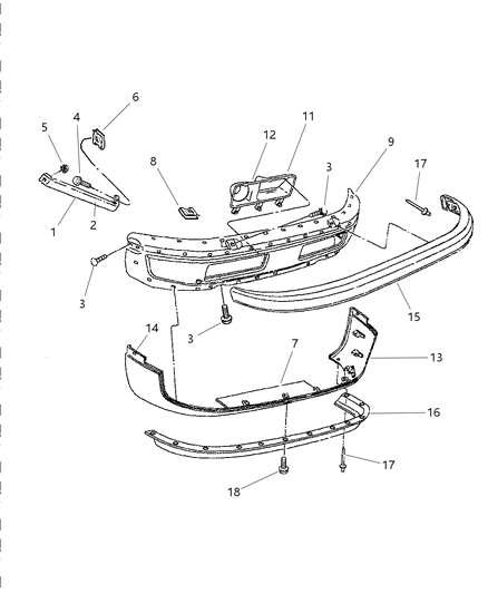 1997 Dodge Ram 2500 Bracket-Front Bumper Diagram for 55076778