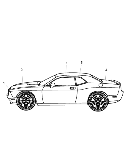 2019 Dodge Challenger Black Top Stripes Diagram