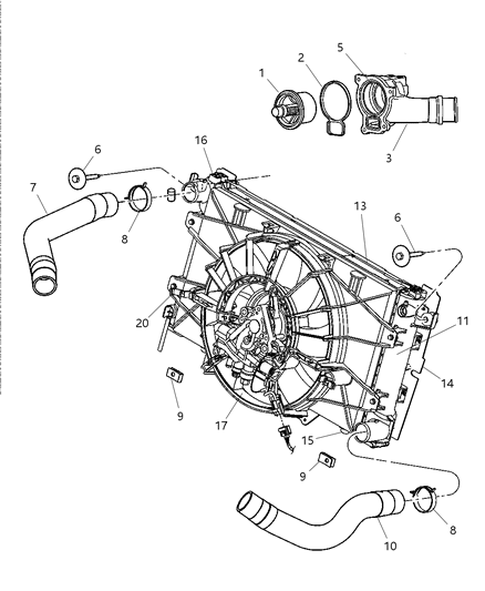 2005 Dodge Viper Hose-Radiator Inlet Diagram for 5264985AA