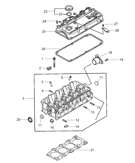 2003 Chrysler Sebring Cylinder Head Diagram 1