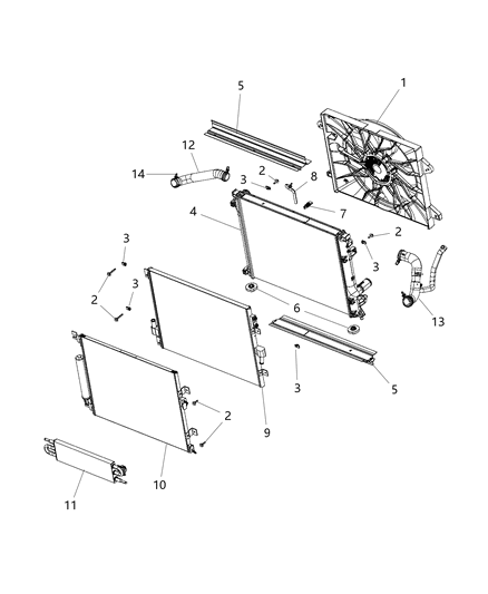 2015 Dodge Charger Radiator & Related Parts Diagram 1