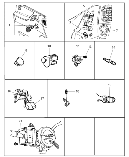1999 Chrysler Town & Country Bulb-Auxiliary A/C Blower Switch Diagram for 4874516