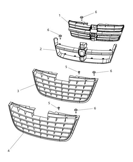 2008 Chrysler Town & Country Grille-Radiator Diagram for 5113127AA