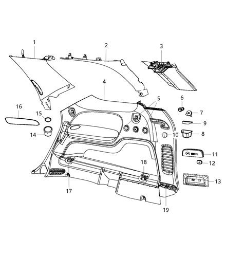 2014 Dodge Durango Panel-Quarter Trim Diagram for 5MJ031X9AA