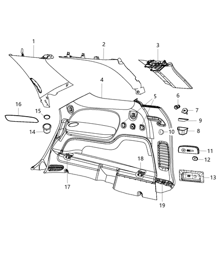 2014 Dodge Durango Quarter Trim Panel Diagram