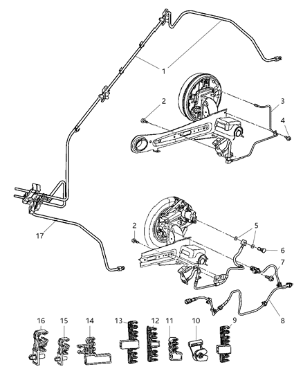 2009 Chrysler PT Cruiser Brake Tubes, Rear Diagram