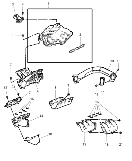 2001 Chrysler Voyager Manifolds - Intake & Exhaust Diagram 3