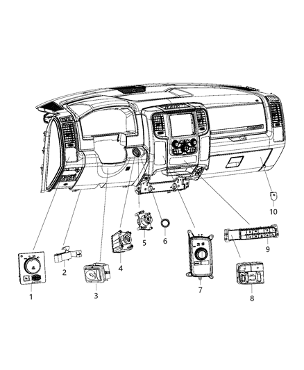 2016 Ram 3500 Switches - Instrument Panel Diagram