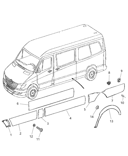 2007 Dodge Sprinter 2500 Molding-Sliding Door Diagram for 1HB80P01AA