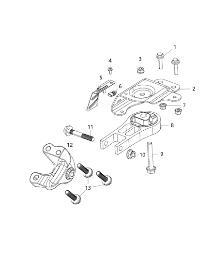2014 Jeep Cherokee Engine Mounting Front / Rear Diagram 2