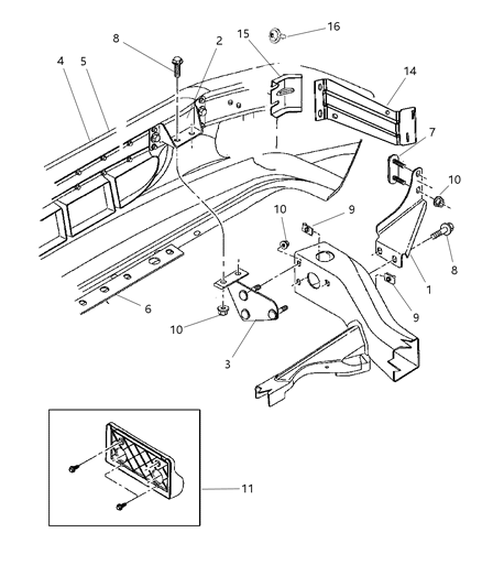 2004 Dodge Dakota Bracket-Bumper Face Support Diagram for 55077274AD