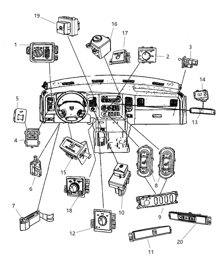 2009 Dodge Ram 2500 Switch-Transfer Case Mode Diagram for 68021674AB