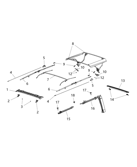 2016 Jeep Wrangler Bracket-Soft Top Bow 1 & 4 Diagram for 68163704AB