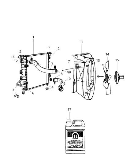 2009 Dodge Ram 2500 Radiator & Related Parts Diagram 1